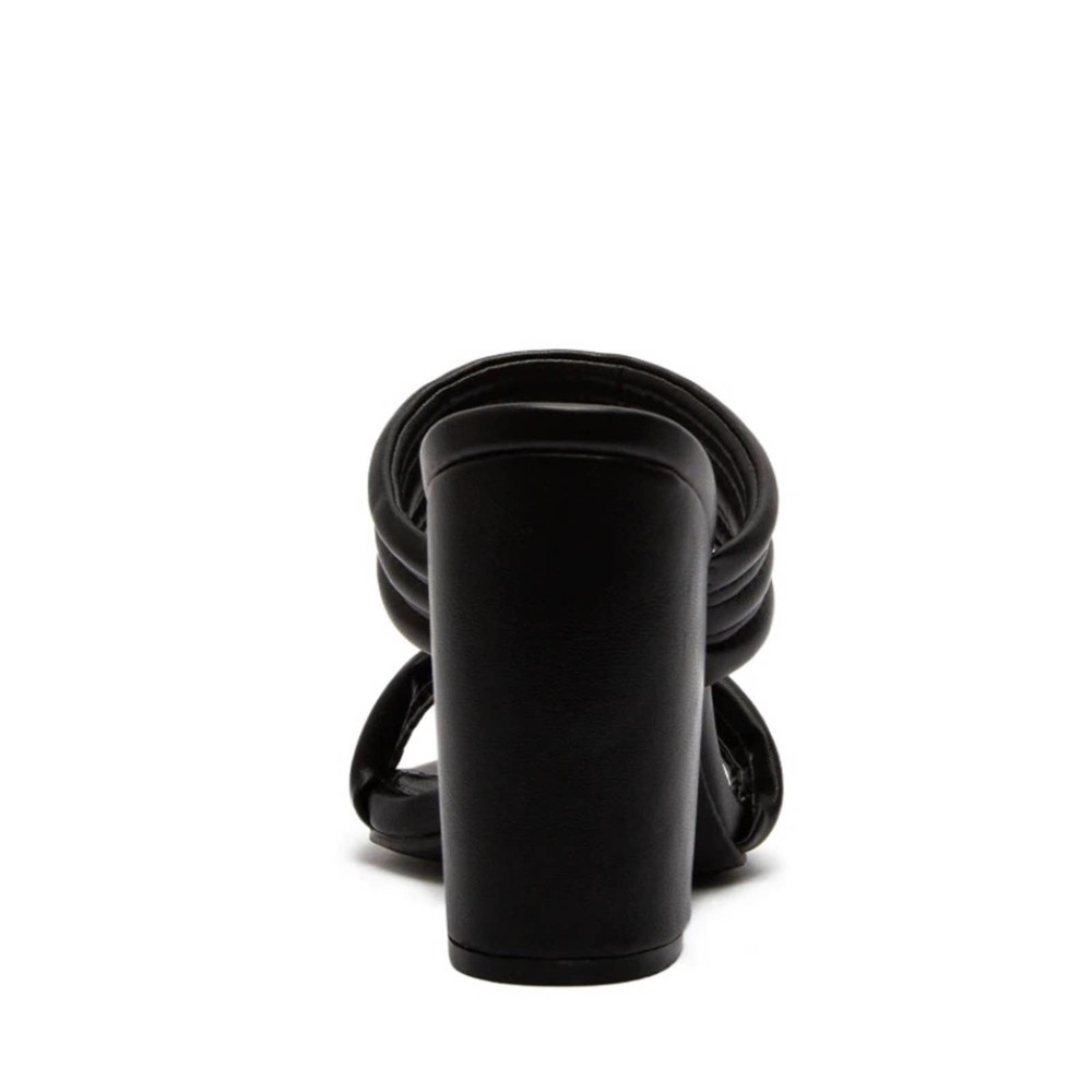 Bold Black Two Strap Slip On Heeled Sandals Size 8.5 - Picture 4 of 4